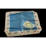 R A C Embroidered Blue Silk Table Place Setting Napkin,