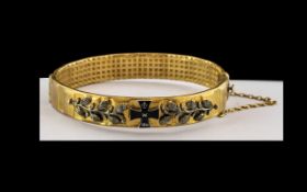 Rare German WWI Trench Art Grenade Gold Plated Bangle, dated, with a black enamel Iron Cross,