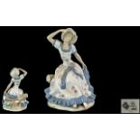 Nao by Lladro Large and Impressive Hand Painted Porcelain Figure - Young Woman Wearing a Flowing