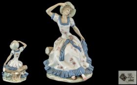 Nao by Lladro Large and Impressive Hand Painted Porcelain Figure - Young Woman Wearing a Flowing