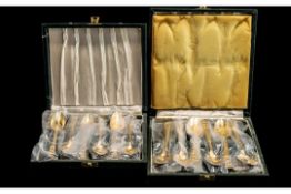 Oneida Gold Plated Box of ( 6 ) Teaspoons, Together with 1 Box of ( 6 ) Coffee Spoons.( 2 ) Boxes In