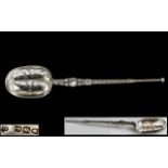 Edwardian Period Superb Quality Sterling Silver Ornate Anointing Spoon,