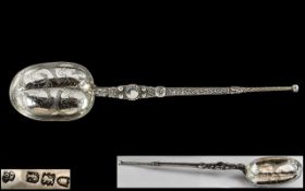 Edwardian Period Superb Quality Sterling Silver Ornate Anointing Spoon,