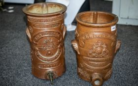 Two Victorian Stoneware Glazed Carbon Water Filters, one by Elliott & Co.