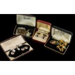 Five Boxed Pairs of Vintage Cufflinks plus a vintage cigarette lighter (6)