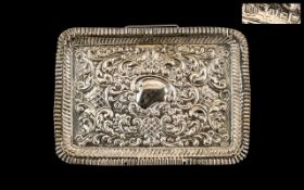 Large Embossed Silver Trinket Tray, London 1910, maker RP, 10 5 inches (26.25cms) x 7.5 inches (18.