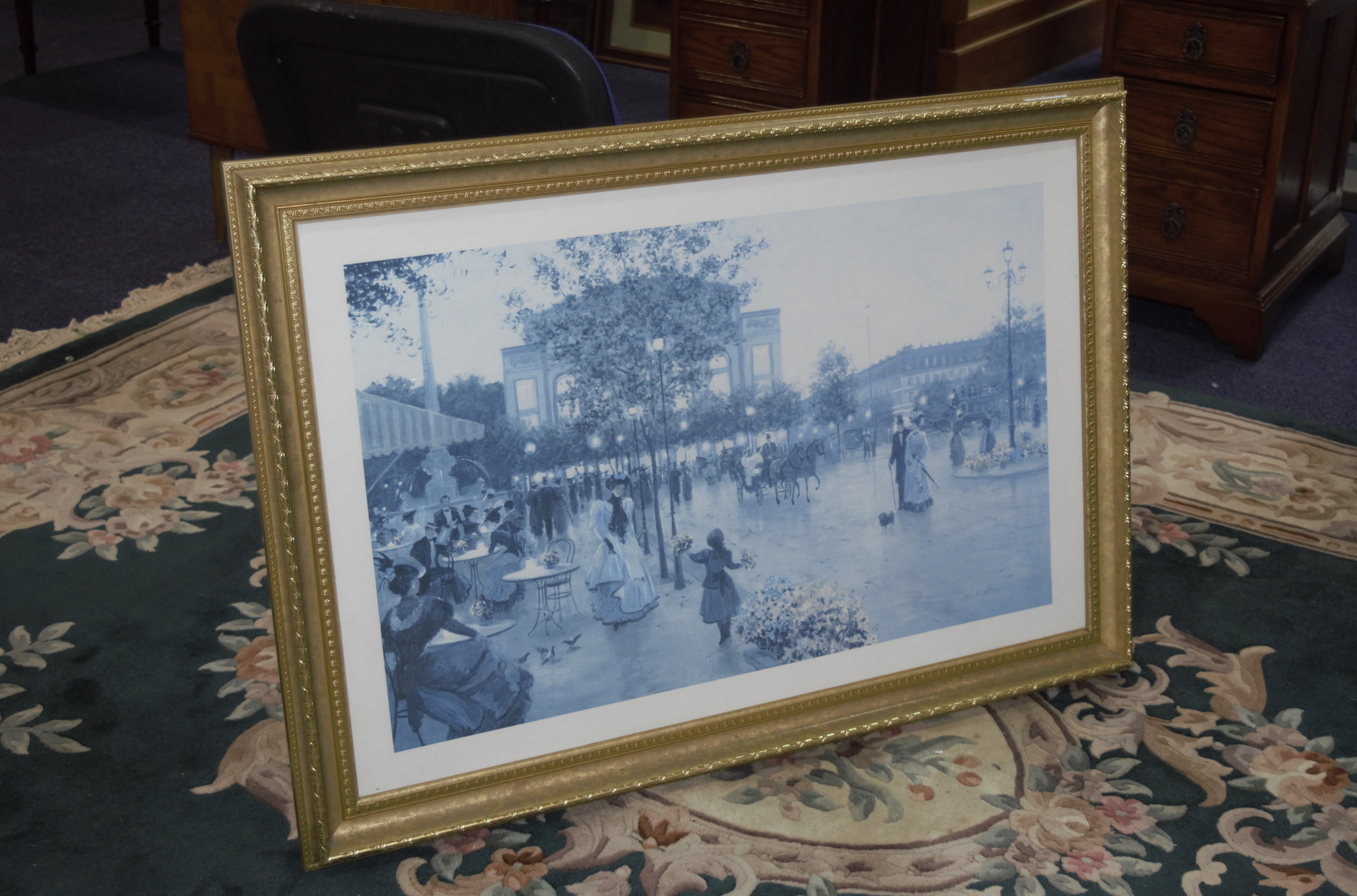 Two Gilt Framed Prints, one depicting a Paris park scene with children, measures 37'' x 27'', and - Image 2 of 2