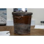 Victorian Stoneware Storage Bucket, with wooden lid. 14" high x 14" diameter.