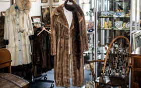 Full Length Golden Coney fur Coat with decorative buttons and sateen lining (needs repair),