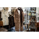 Full Length Golden Coney fur Coat with decorative buttons and sateen lining (needs repair),