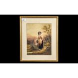 Antique Watercolour Drawing of a Girl in a Country Setting, signed Sholoti, 35; framed and glazed,