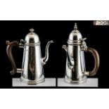 George VI Fine Quality Pair of Sterling Silver Queen Anne Shaped Chocolate Pot and Teapot,