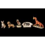 Excellent Collection of 5 Small Hand Painted Dog Figures, Various Makers - All of Small Size -