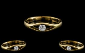 Contemporary Designed 18ct Gold Single Stone Diamond Set Ring. The Modern Round Brilliant Cut