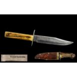 Vintage Bowie Knife with stag antler handle grip, stamped to the blade 'Original Bowie Knife',