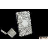 Early 20th Century Sterling Silver Hinged Card Case with Chased Floral Decoration to all Parts,