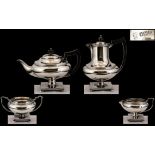 Art Deco Period Designed Superb Quality ( 4 ) Piece Tea Service ( Excellent Design ) From 1930.