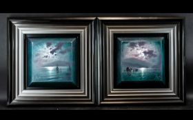 Two Contemporary Andrew Grant Kurtis Paintings of Night Scenes,