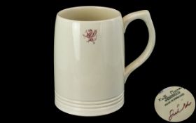 Keith Murray Wedgwood Signed Tankard, Cream Colour way. Condition Is Mint and 1st Quality. Height