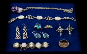 Excellent Collection of Vintage Sterling Silver Stone-Set Jewellery.