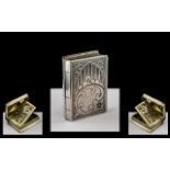 Victorian Period Silver Vinaigrette In the Form of a Book,