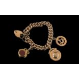 Antique Period Attractive 9ct Gold Fancy Curb Bracelet with attached 9ct gold, stone set, swivel