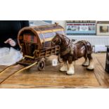 Shire Horse with Tack and Wooden Gypsy Caravan.