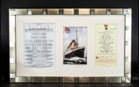 Titanic Interest - Framed Photocopied Montage of the Deck Layout,