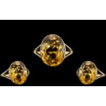 Ladies - Attractive 14ct Gold Single Stone Citrine Set Ring.