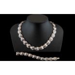 A Superb - Bespoke Ladies Vintage Silver Snake-head Designed Ladies Necklace and Matching Bracelet