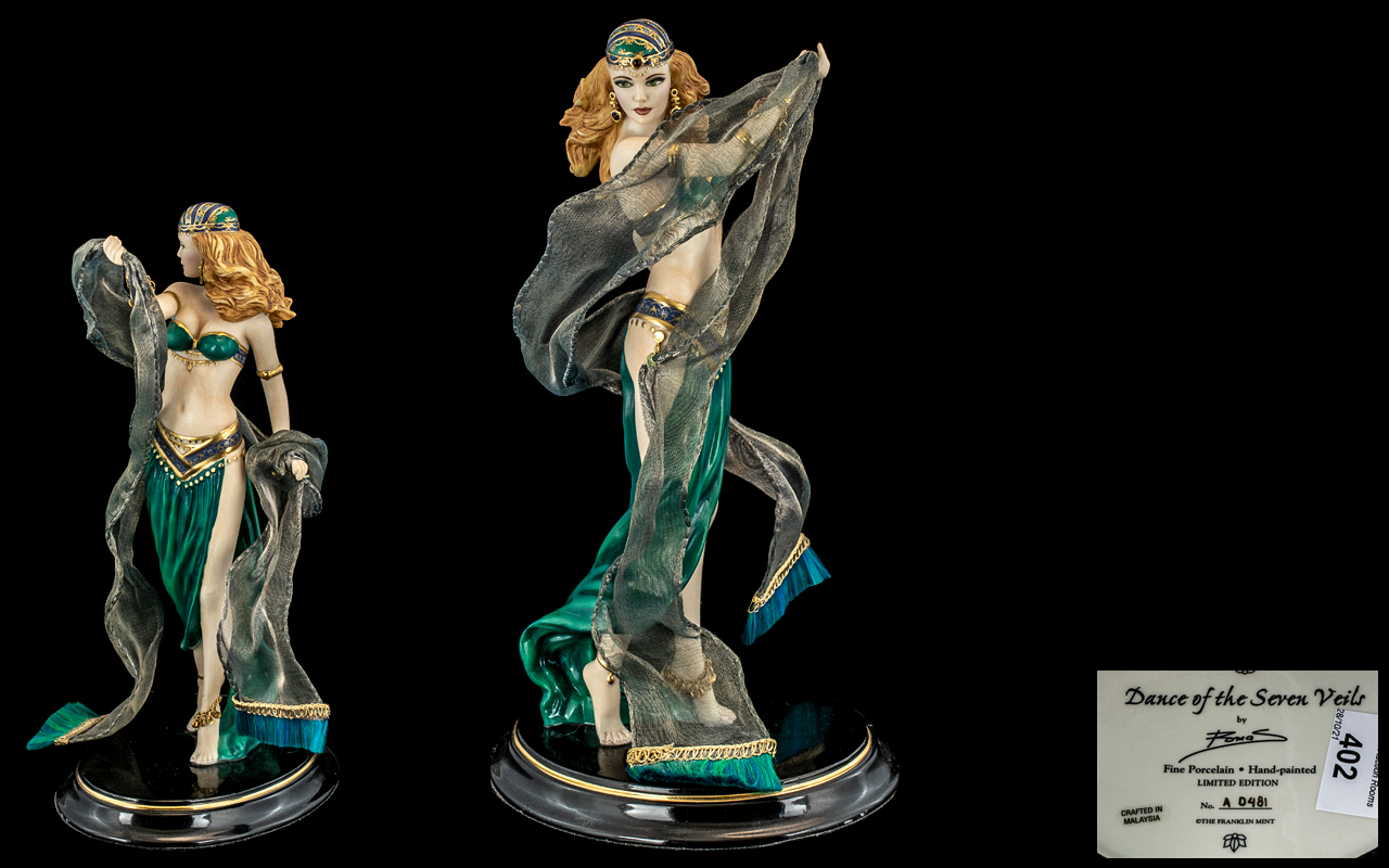 Franklin Mint Ltd and Numbered Edition Hand Painted Fine Porcelain Figure Raised on an Oval Shaped - Image 3 of 3