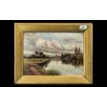 Oil Painting on Canvas Glued on Board, signed Horace W.Walker (attributed), depicting a river