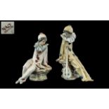 Nao by Lladro Pair of Fine Hand Painted Porcelain Figures. Comprises 1/ Love Letter, Model No 1053.