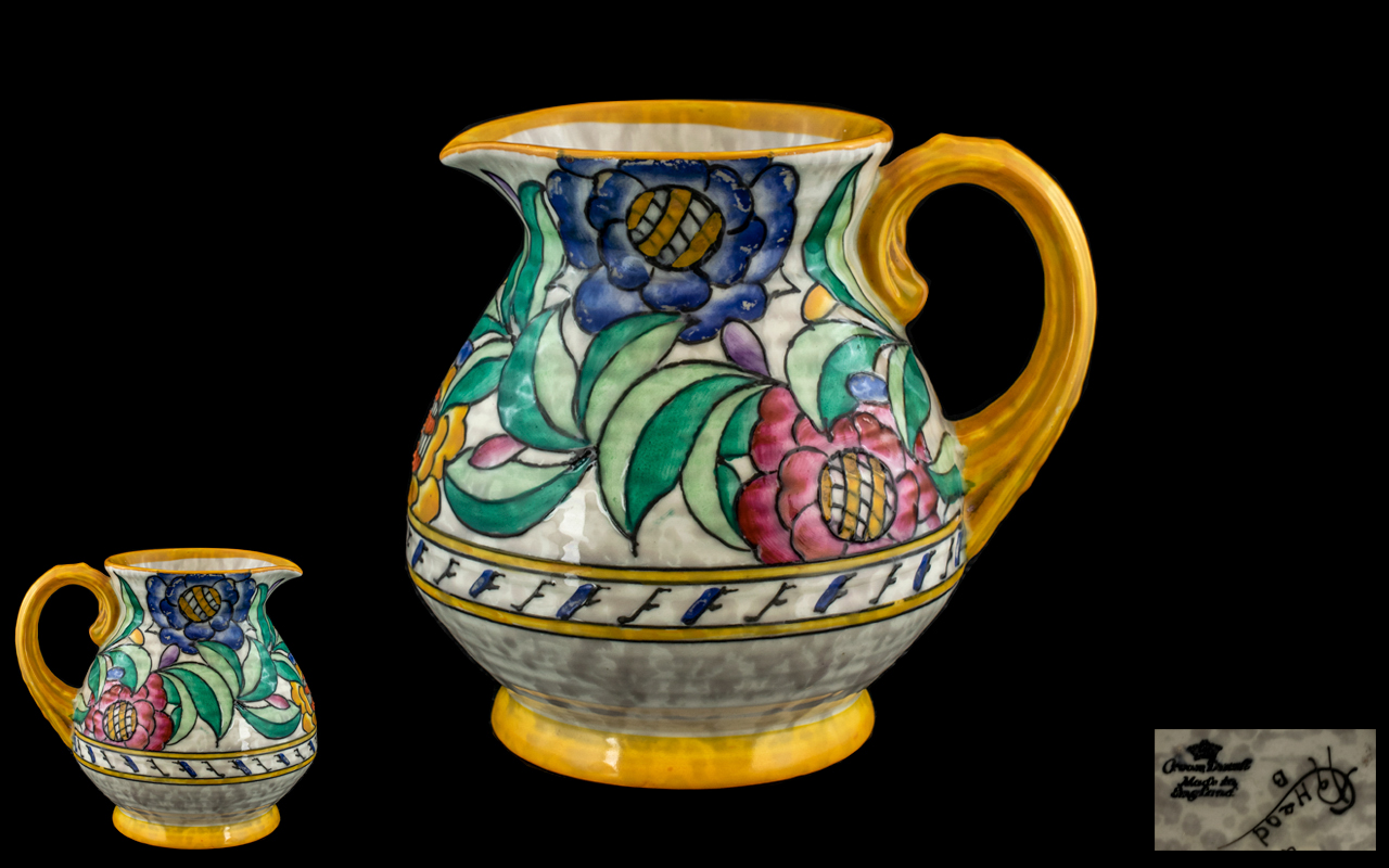 Charlotte Rhead Signed Crown Ducal Hand Painted Jug. Excellent Pattern with Strong Enamel Colours. - Image 2 of 2