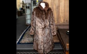 Dark Brown Vintage Mink Coat, full length, fully lined, two side pockets, button fastening,