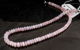 Pink Opal Necklace, 200+cts, mined in Peru, slightly graduated rondelle shape beads of natural