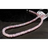 Pink Opal Necklace, 200+cts, mined in Peru, slightly graduated rondelle shape beads of natural