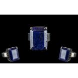 21.39 Ct Blue Sapphire 925 Silver Ring.