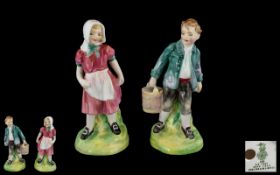 Royal Doulton - Pair of Hand Painted Porcelain Figures ' Jack and Jill ' HN2060 - HN2061.
