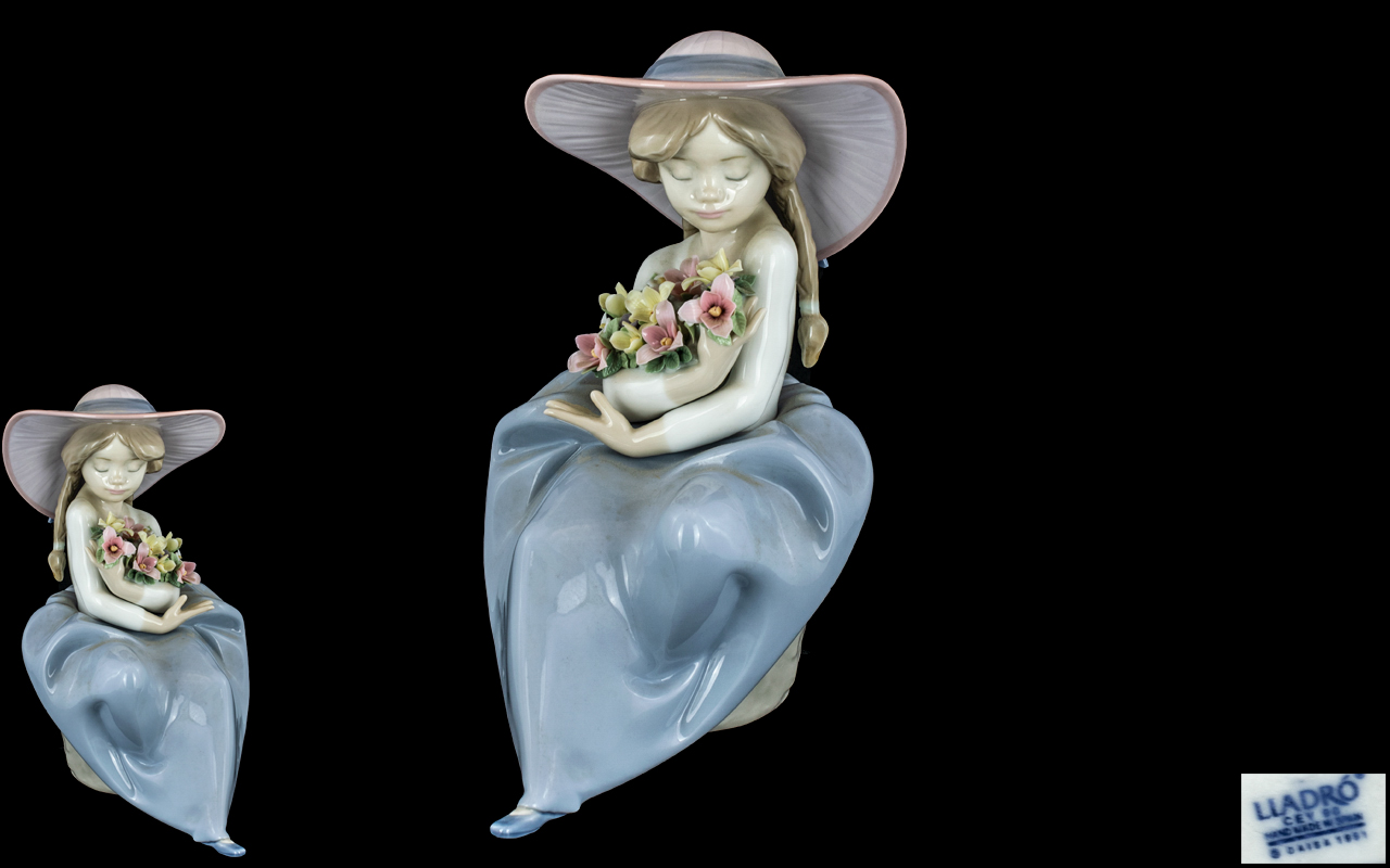 Lladro - Hand Painted Porcelain Figure ' Fragrant Bouquet ' Model No 5862. Issued 1992 - Retired.