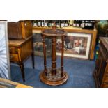 Large Edwardian Mahogany Revolving Snooker Cue Stand with round apertures,