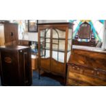 Edwardian Display Cabinet, double doors, glass inlaid display cabinet,