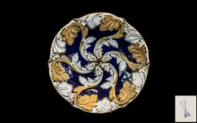 Antique Meissen Porcelain Dish with a fine moulded swirling leaf design to the body,