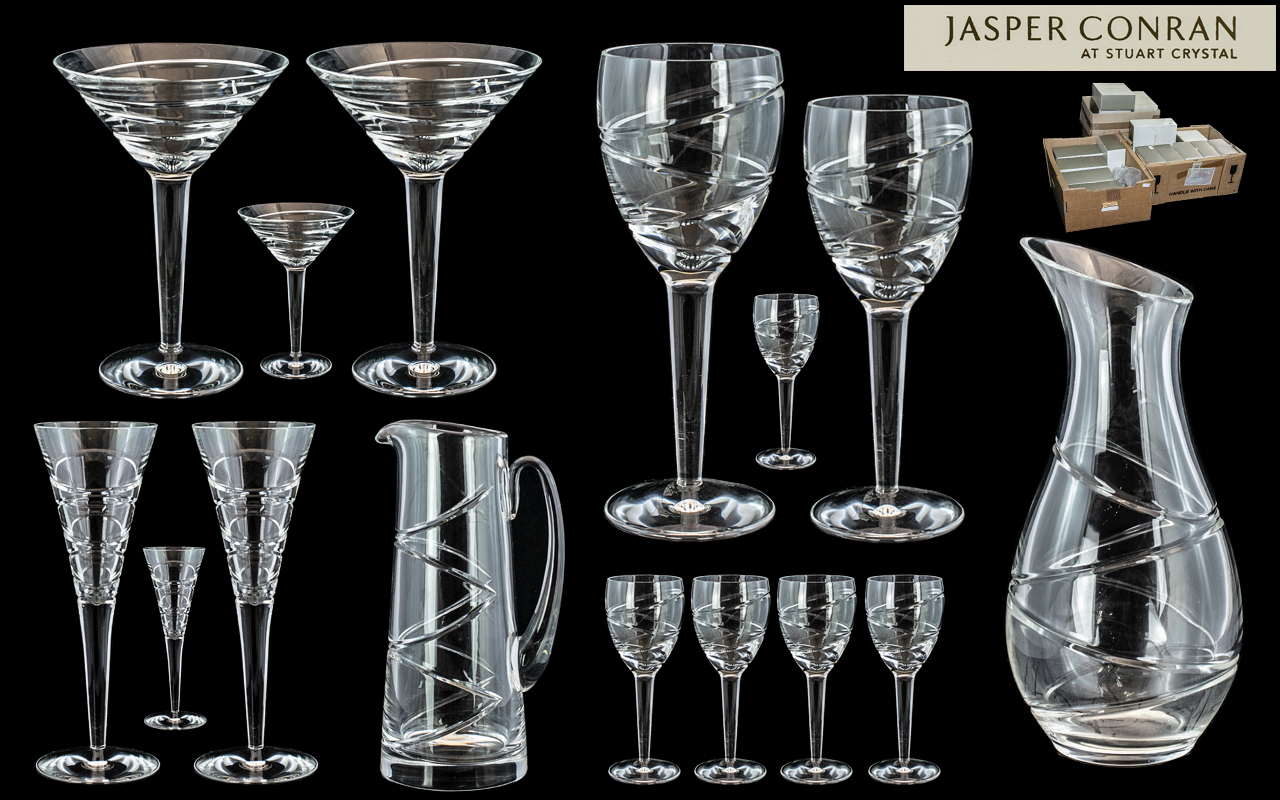 Jasper Conran Stuart Crystal 'Aura' Pattern, including 7 x Champagne Flutes, - Bild 3 aus 3
