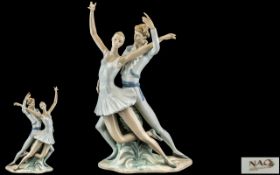 Nao by Lladro Large and Impressive Hand Painted Porcelain Figure ' Ballet Dancers ' Male and Female