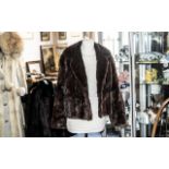 Vintage Ladies Black Mink Short Jacket. With Hook and Eye Fastening and Large Buttons to Collar.