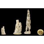Two Japanese Meiji Period Carved Ivory Figures,