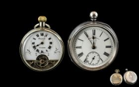 Pair of Antique Swiss Made Sterling Silver Cased Pocket Watches ( 2 ) A.F Condition.