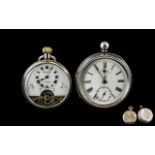 Pair of Antique Swiss Made Sterling Silver Cased Pocket Watches ( 2 ) A.F Condition.