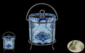 James Macintyre William Moorcroft Signed Large Florian Ware Lidded Biscuit Barrel,